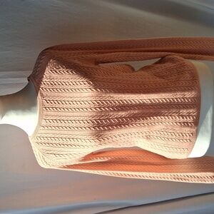 Casual Corner Vintage Women's Coral Peach Cable Knit Top Size S